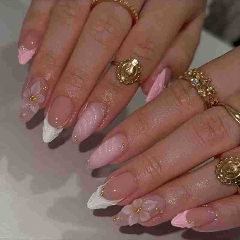 Floral Acrylic Press-On Nails Acalora