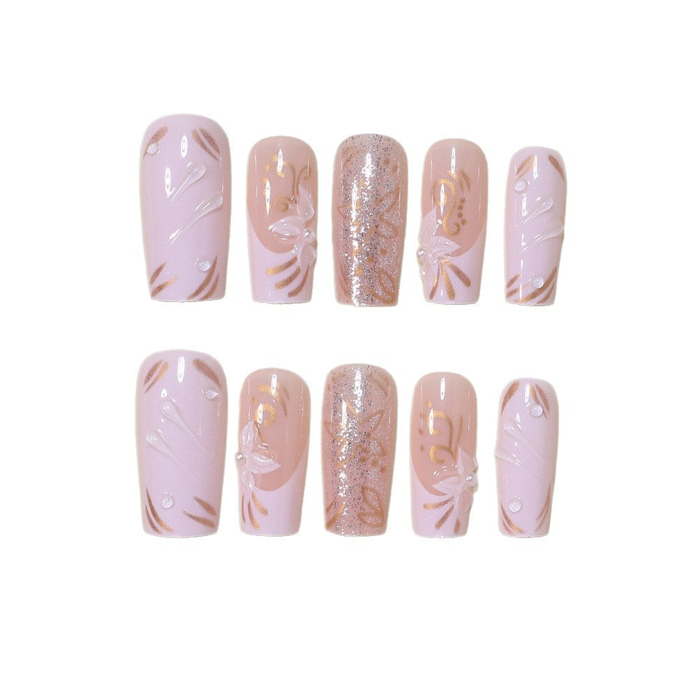 Decorative Long Press-On Nail Art Set Acalora