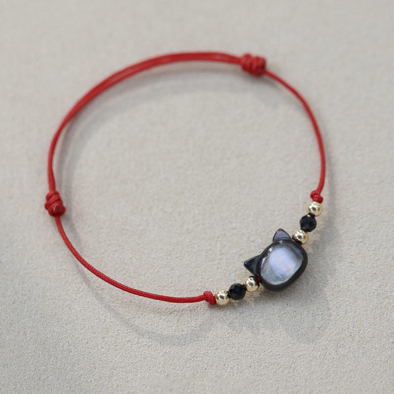 Adjustable Cat-Themed Charm Bracelet Acalora