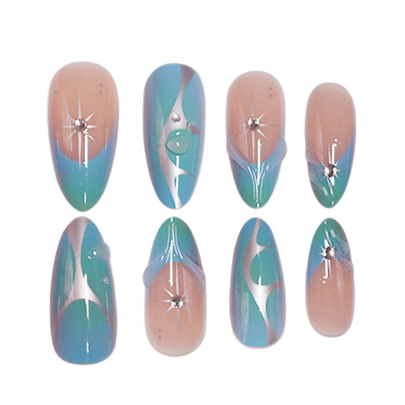 Artistic Stiletto Press-On Nails with Metallic Accents Acalora
