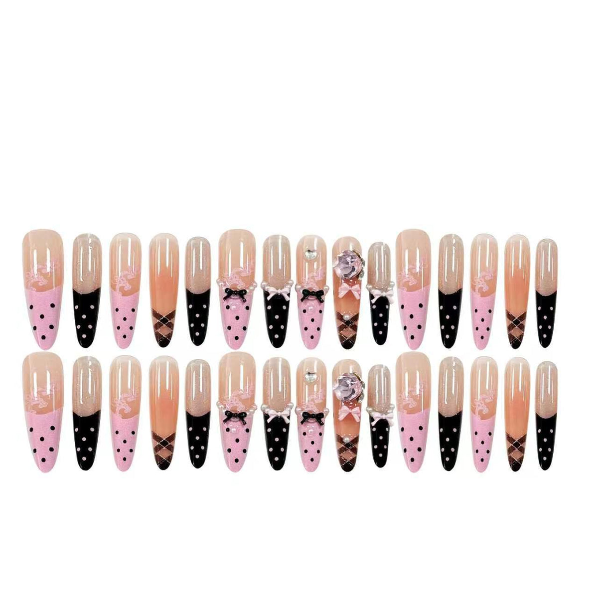 Artificial nail set with glamorous 3D applications and festive design Acalora