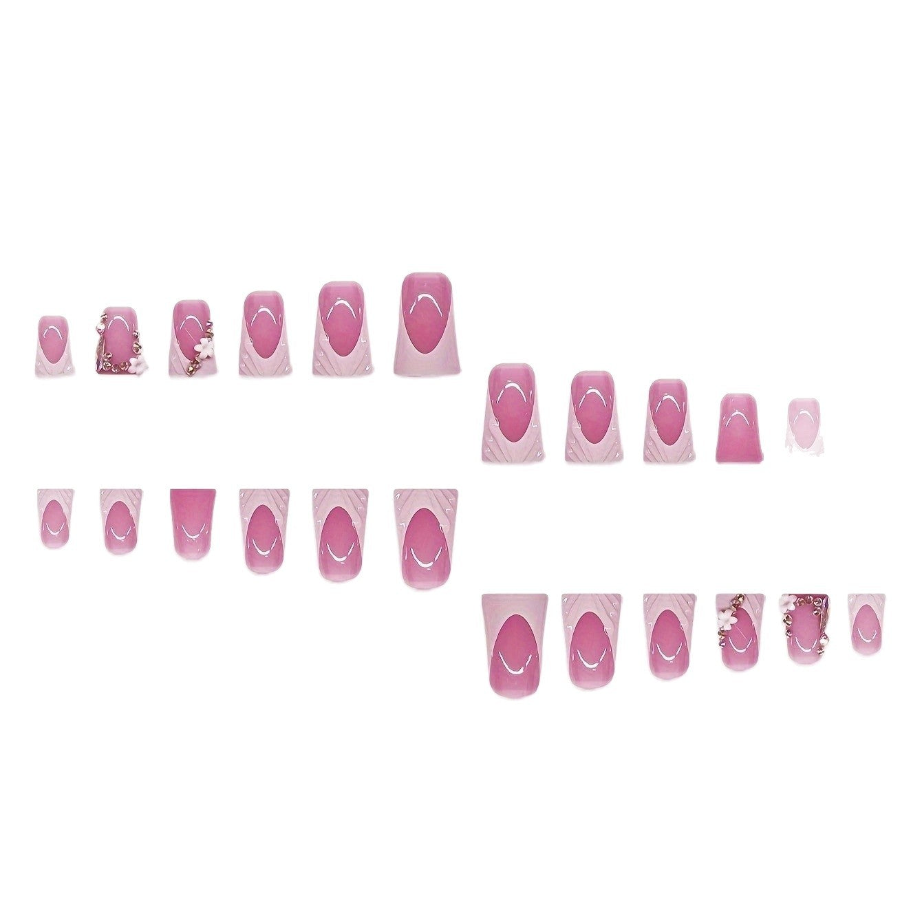 3D Floral and Ribbon Press-On Nail Set Acalora