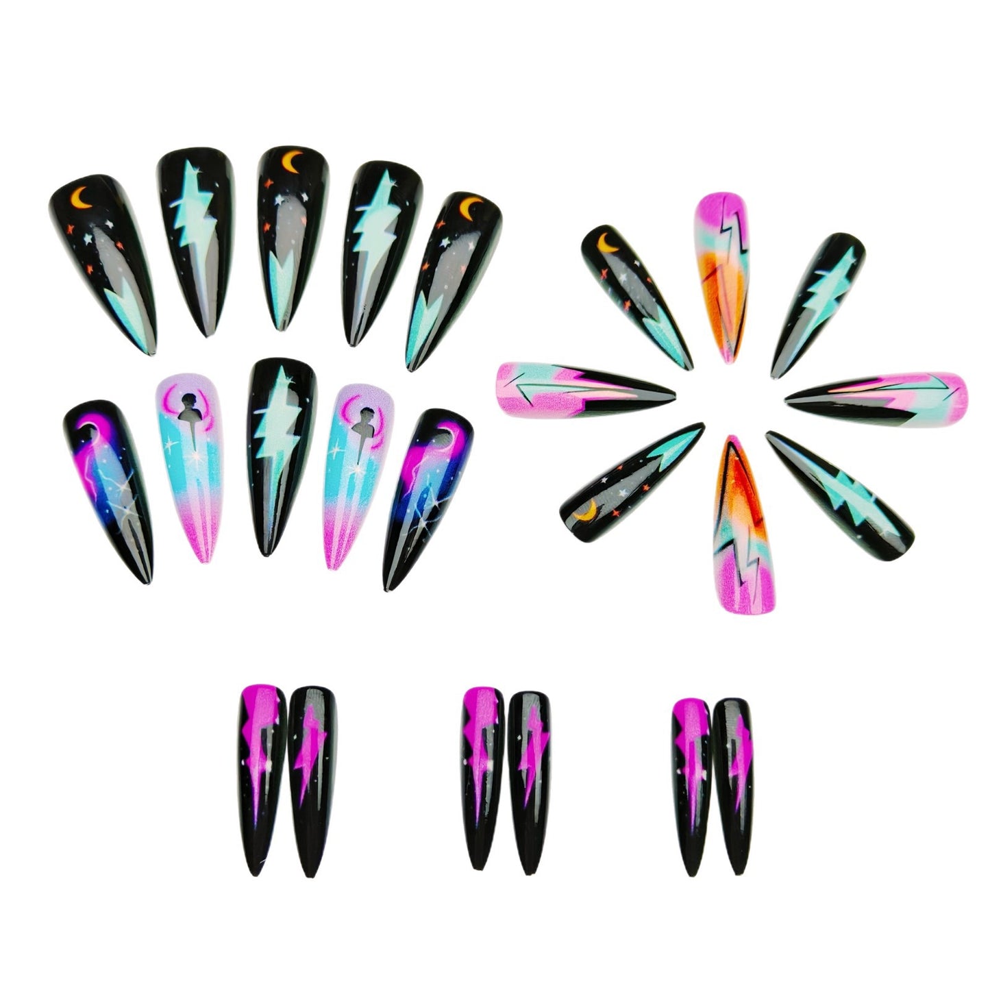 Cosmic Lightning Nail Art Acalora