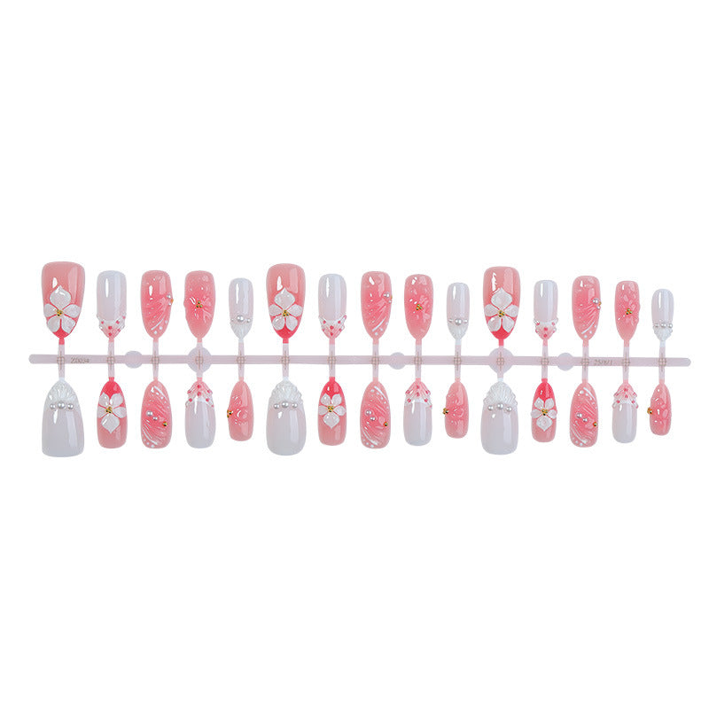 Artistic Floral Press-On Nail Set with 3D Accents Acalora