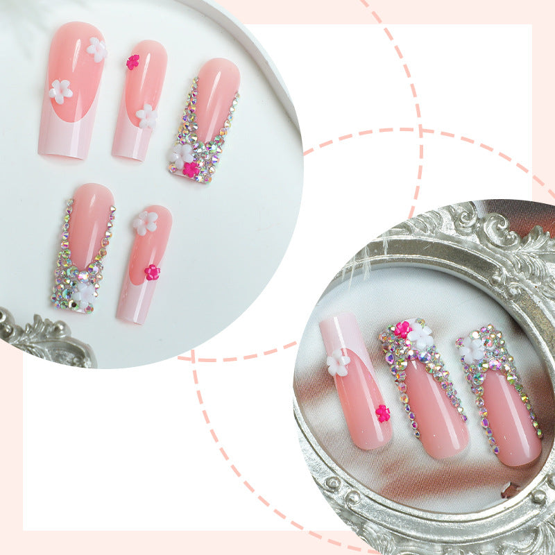 Decorative Press-On Nail Art Set with Floral and Gem Accents Acalora 1788496044