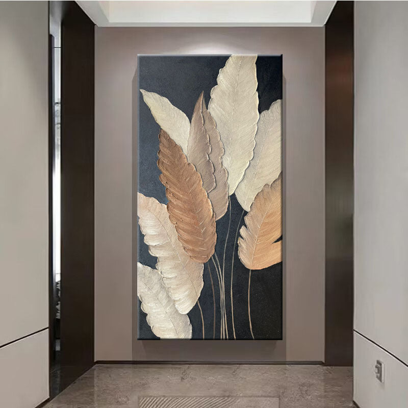 Textured Leaf Motif Canvas Wall Art