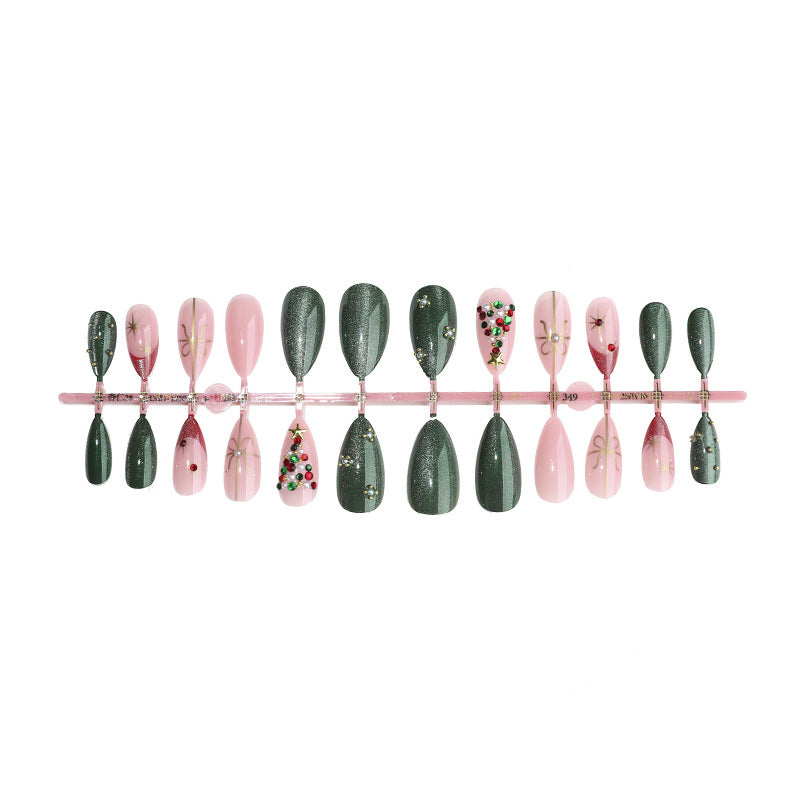 Holiday-Themed Press-On Nail Art Set with Decorative Christmas Elements Acalora