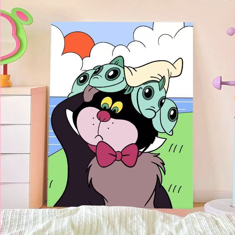 Playful Cartoon Cat Wall Art