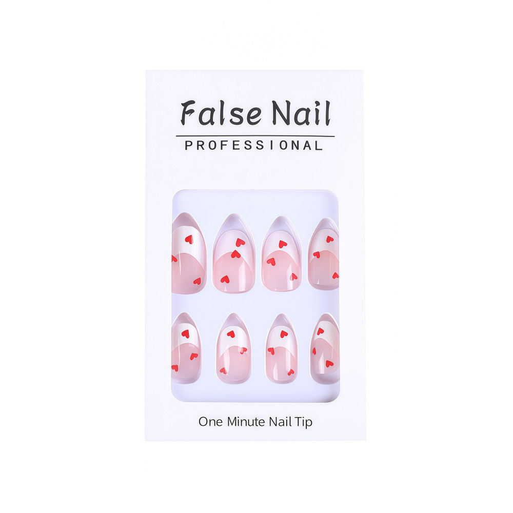 Artificial nails with romantic heart decorations Acalora