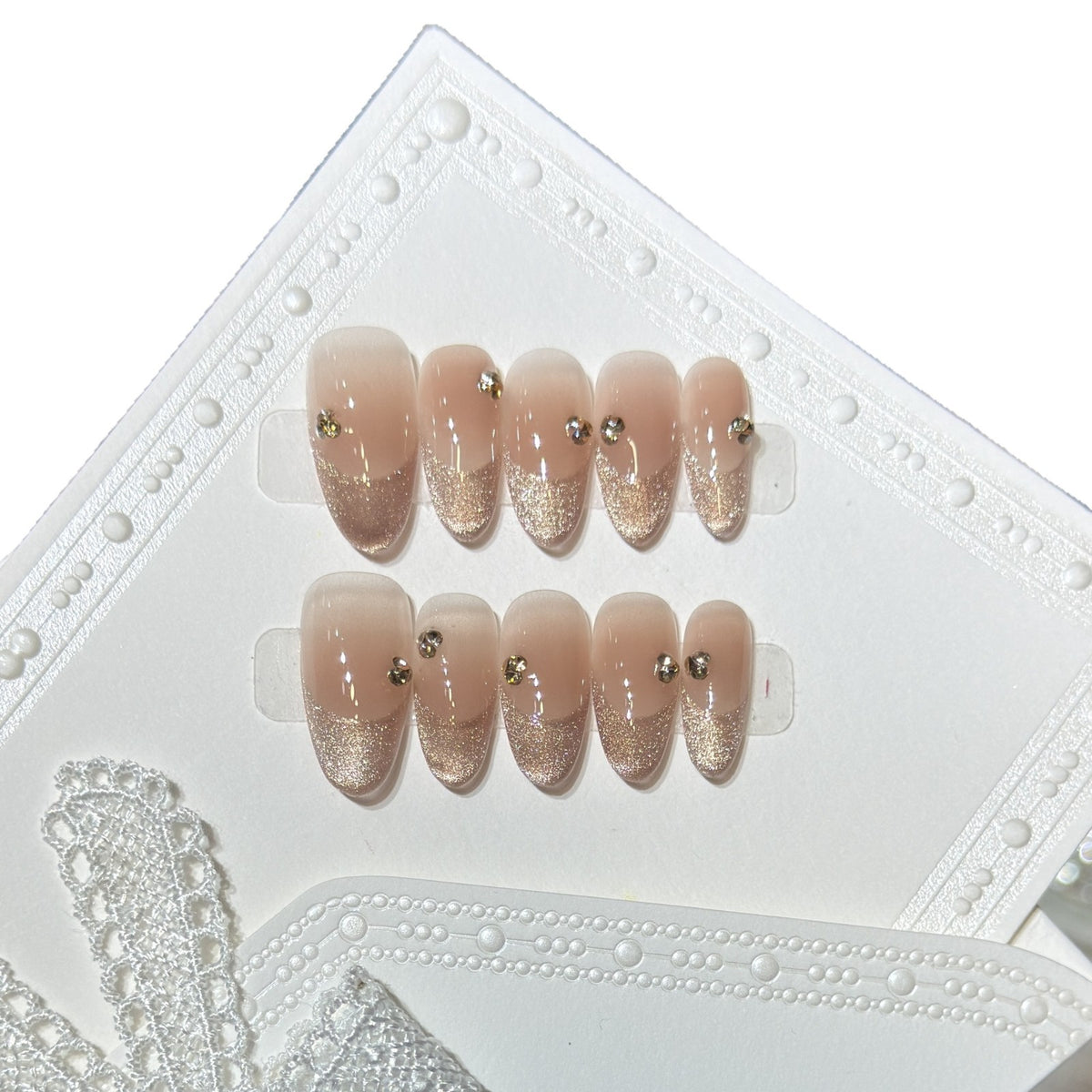 Elegant Glitter-Accent Press-On Nail Set Acalora
