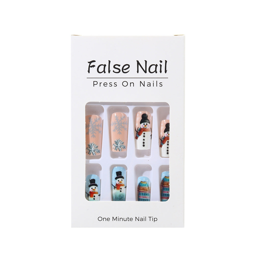 Festive artificial nails with snowman motif Acalora