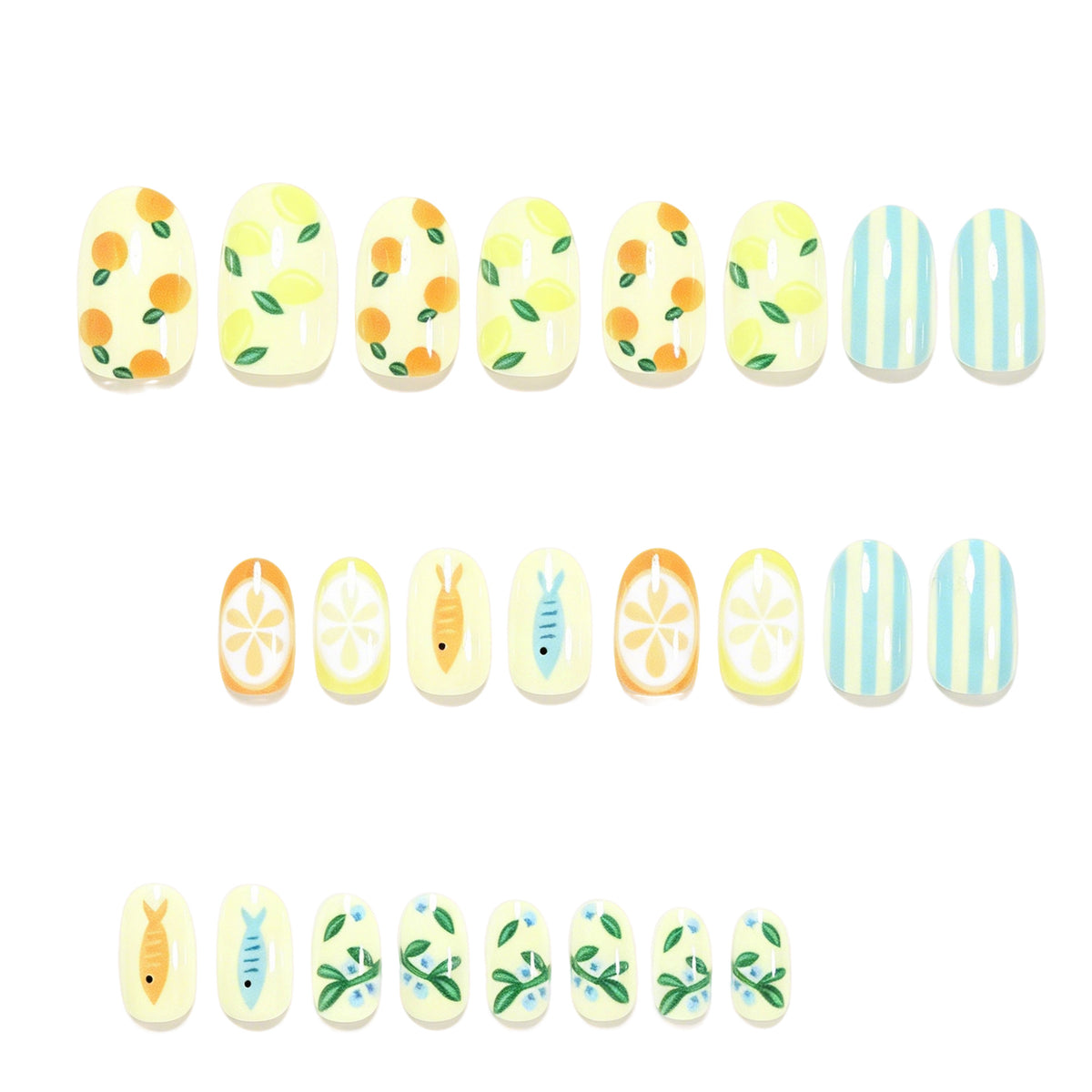Whimsical Fruit and Fish-Themed Nail Art Set Acalora