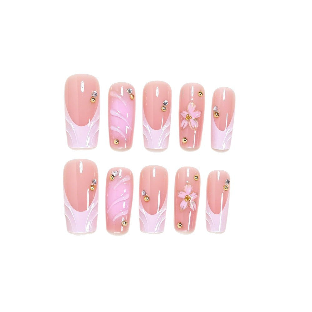 Elegant Floral Nail Art Press-On Set Acalora