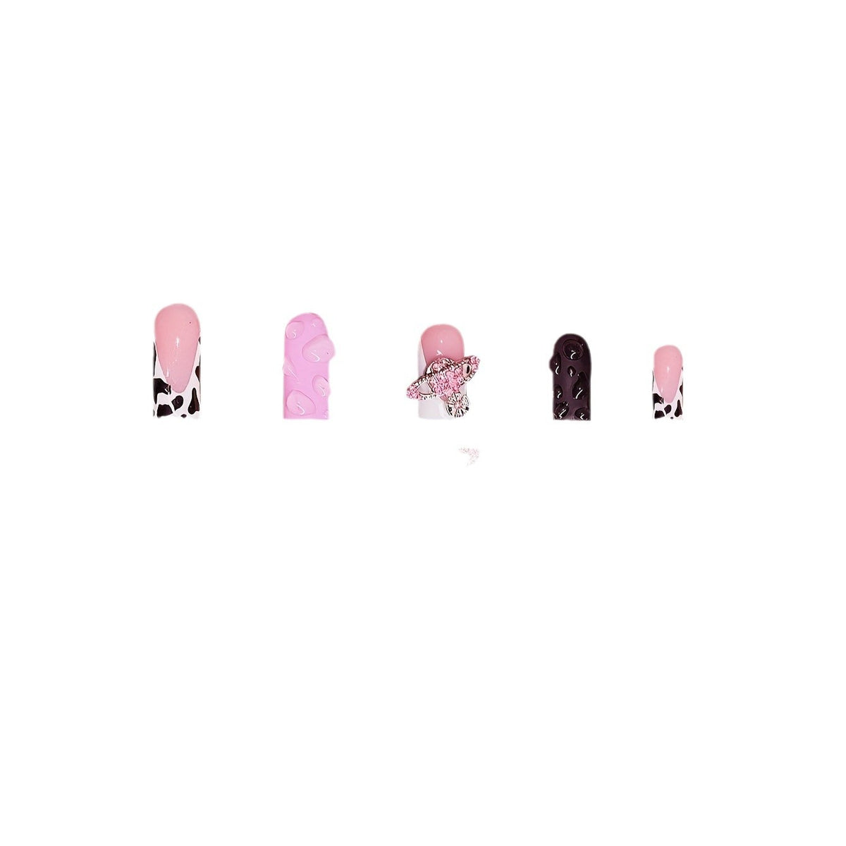 Decorative 3D Press-On Nail Art with Gemstone Accents Acalora