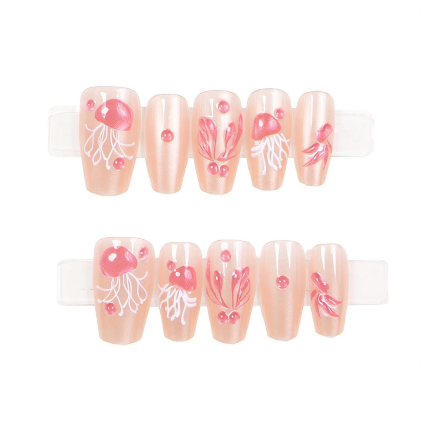 Artistic Jellyfish Press-On Nail Art Acalora