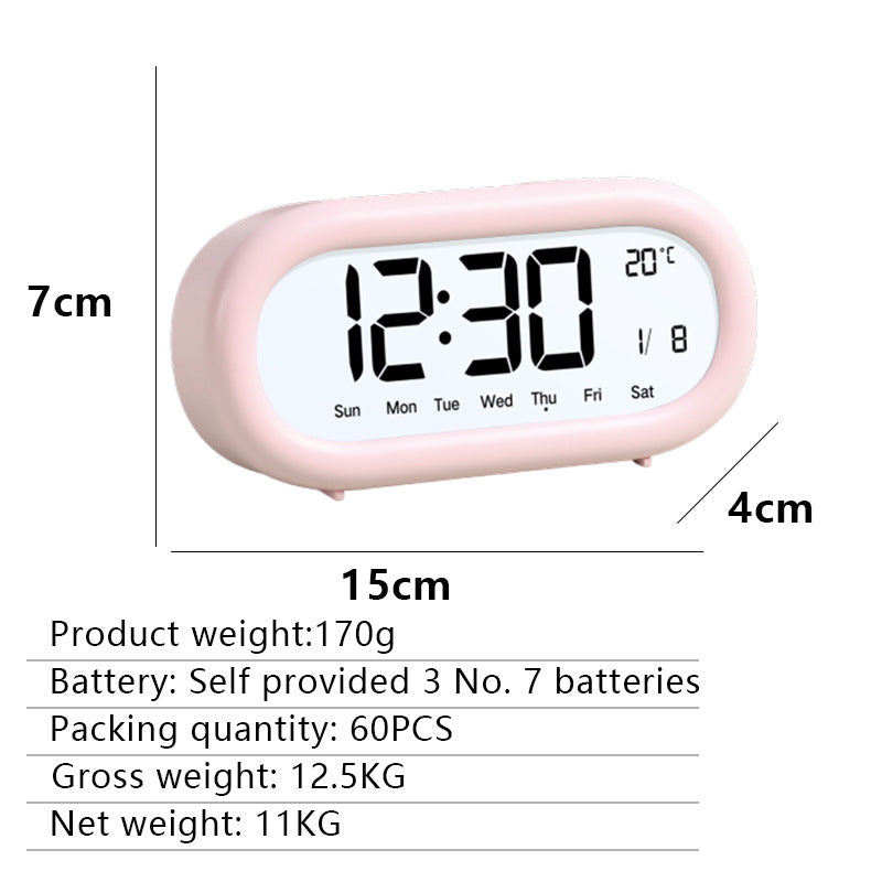Digital alarm clock with temperature display and large LED display