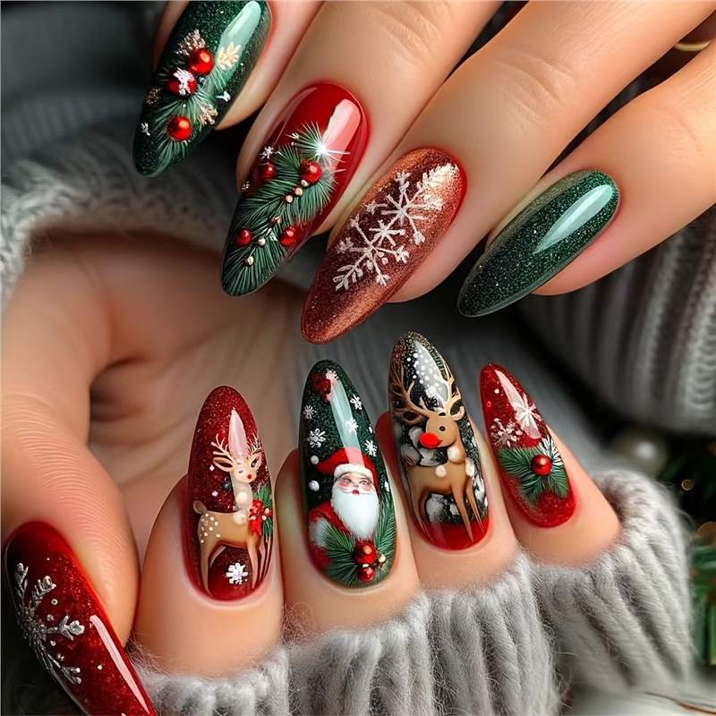 Holiday Themed Decorative Nail Art Acalora