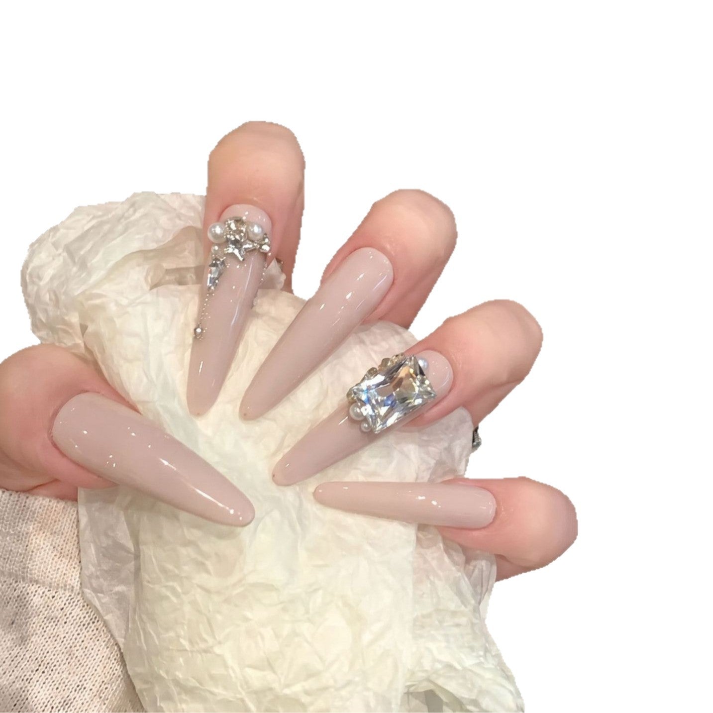 Rhinestone-Embellished Stiletto Nail Art Set Acalora