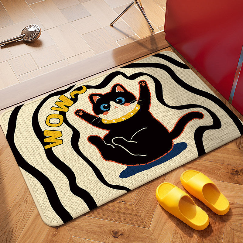 Playful Cat-Themed Bath Mat