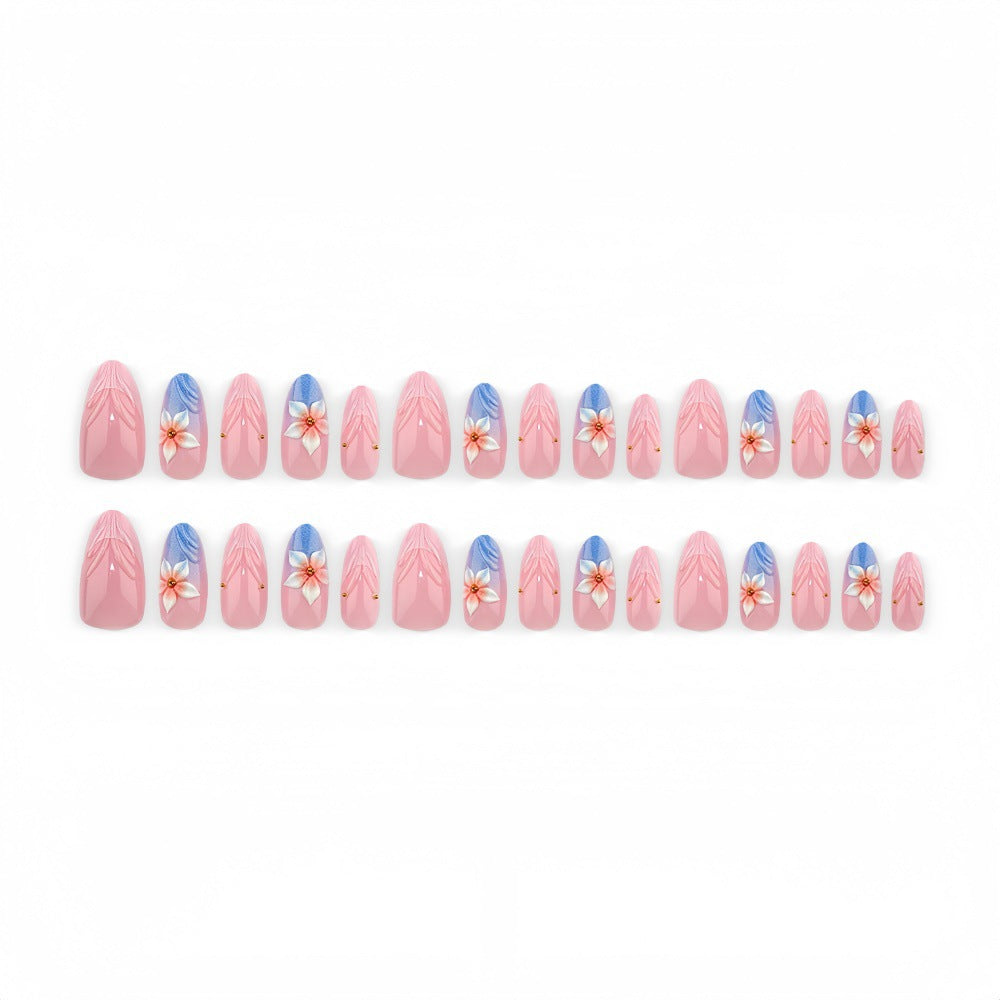 Artificial nails with floral designs and elegant color gradient Acalora