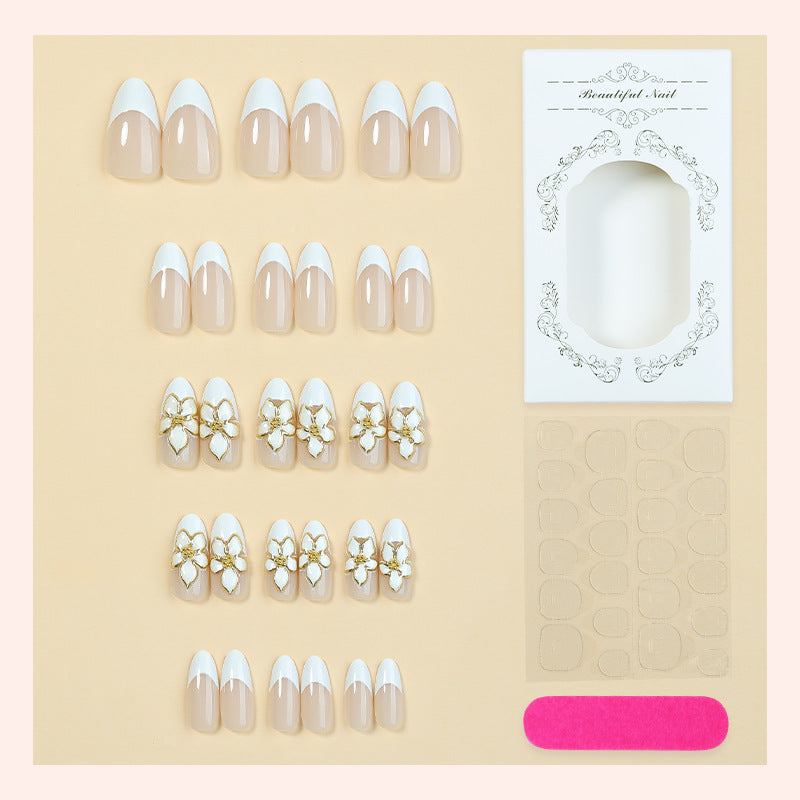Elegant Floral-Embellished Press-On Nail Set Acalora