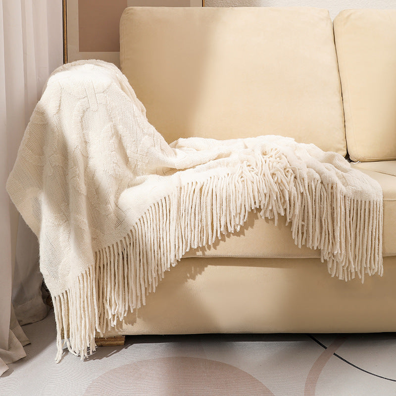 Decorative Fringe Throw Blanket