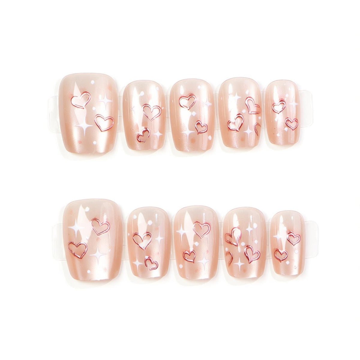Heart-Embellished Press-On Nails Acalora