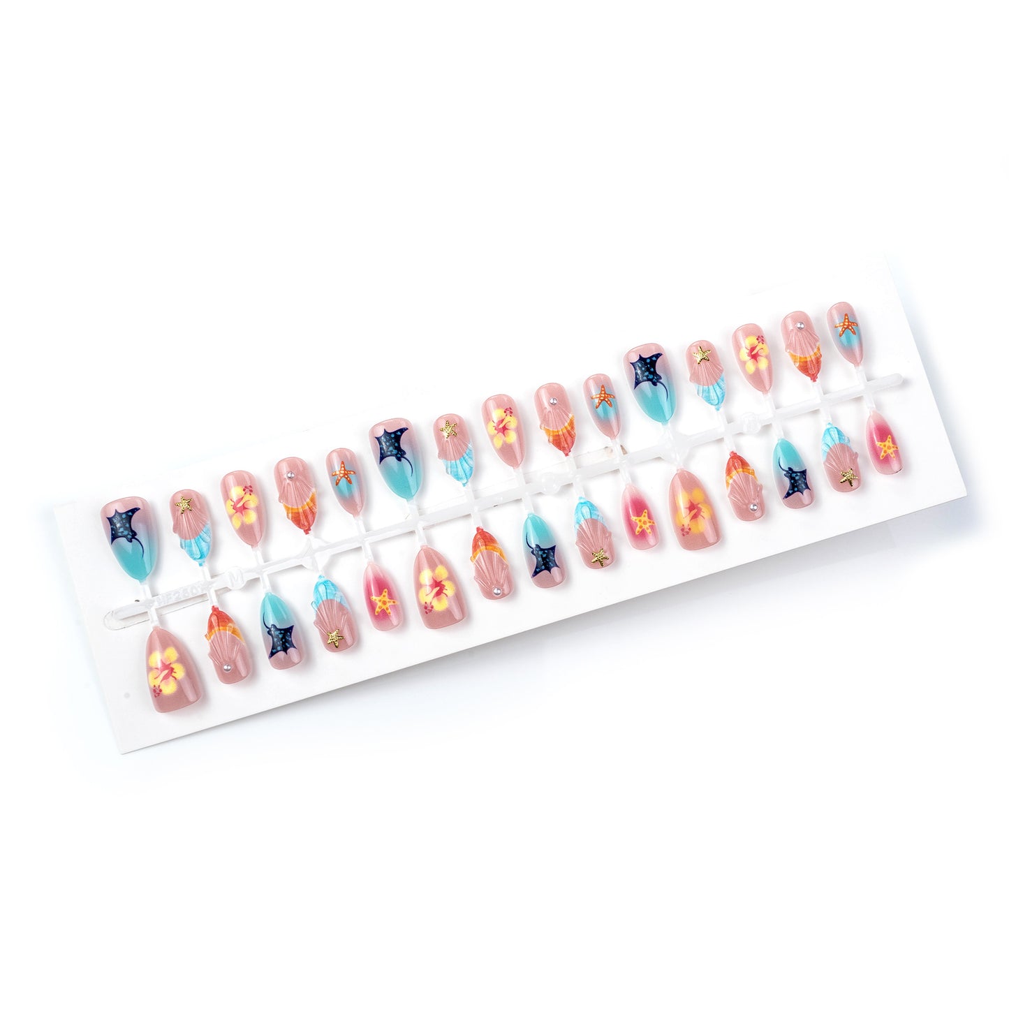 Artistic Ocean-Inspired Press-On Nail Art Set Acalora