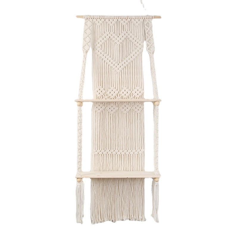 Macrame shelf with heart design Acalora