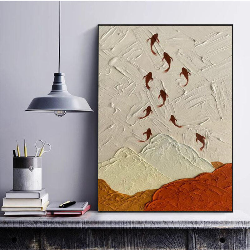 Textured Fish-Themed Canvas Art