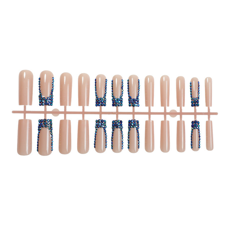 Designer Press-On Nail Set with Rhinestone Accents Acalora