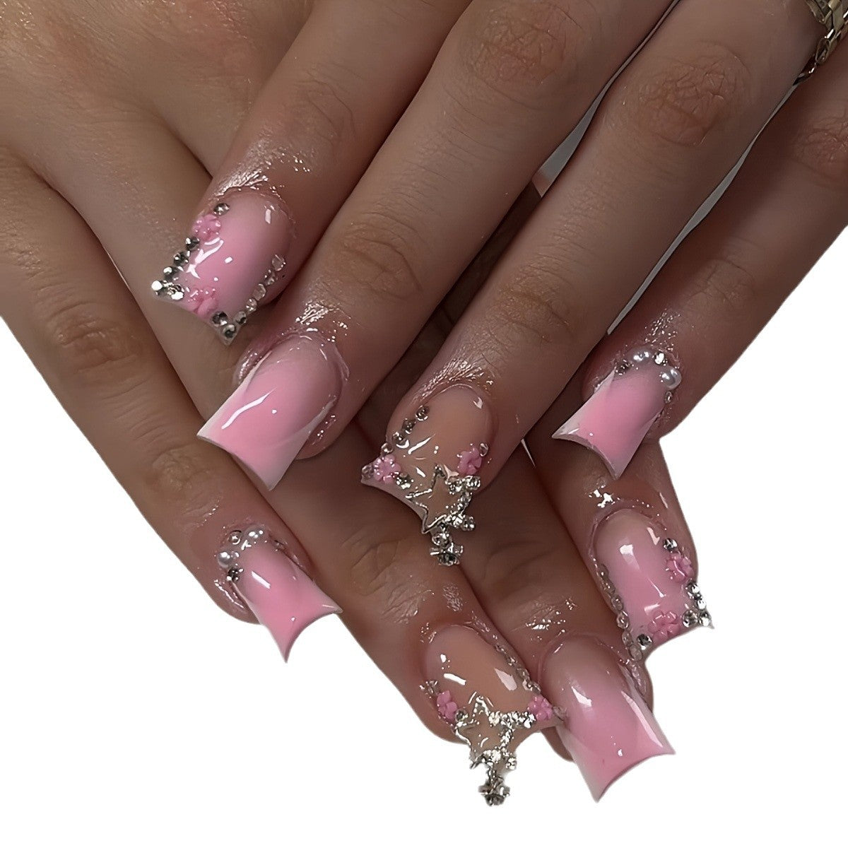Glamorous 3D Press-On Nail Set with Star Accents Acalora