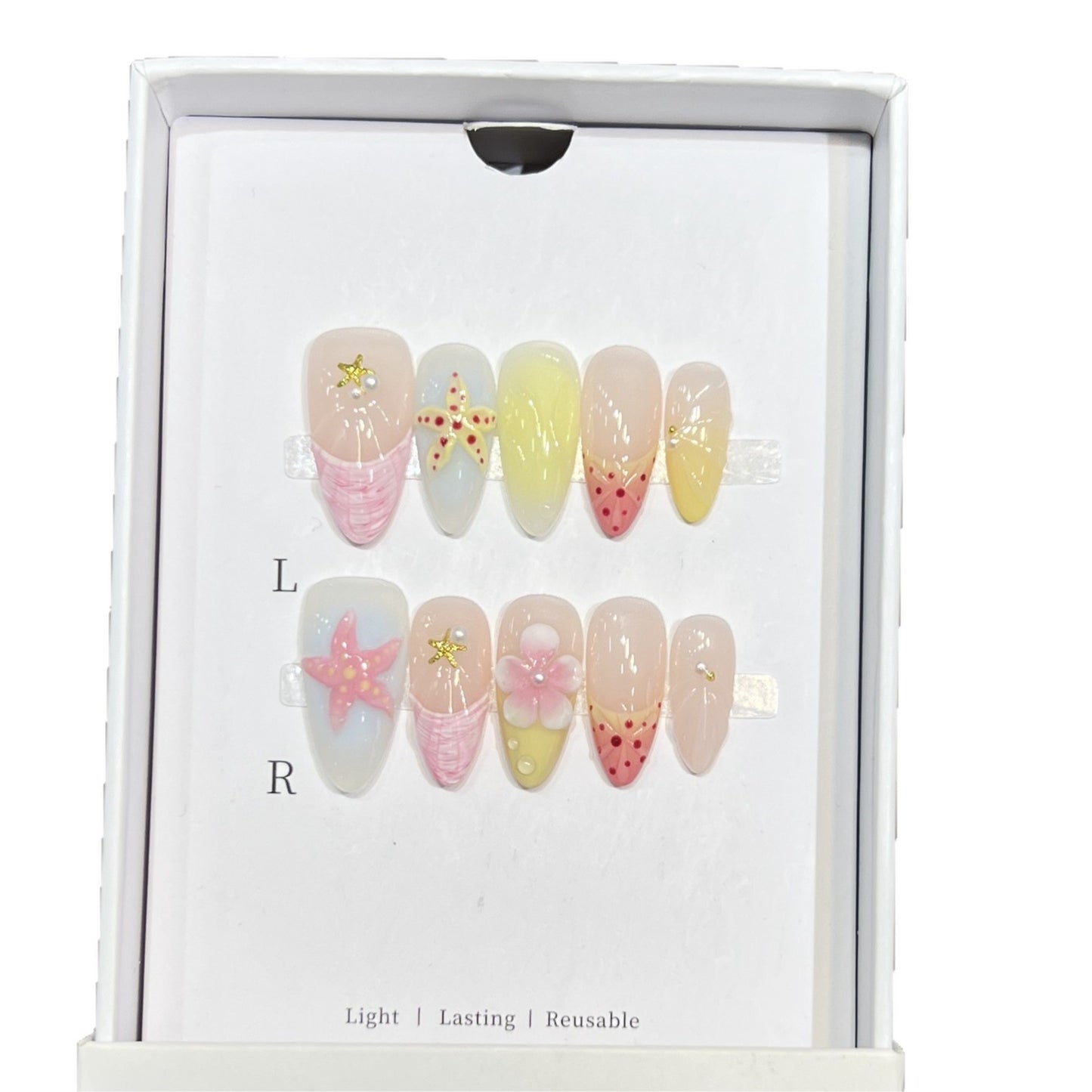 Summer-Inspired Press-On Nail Art Set Acalora