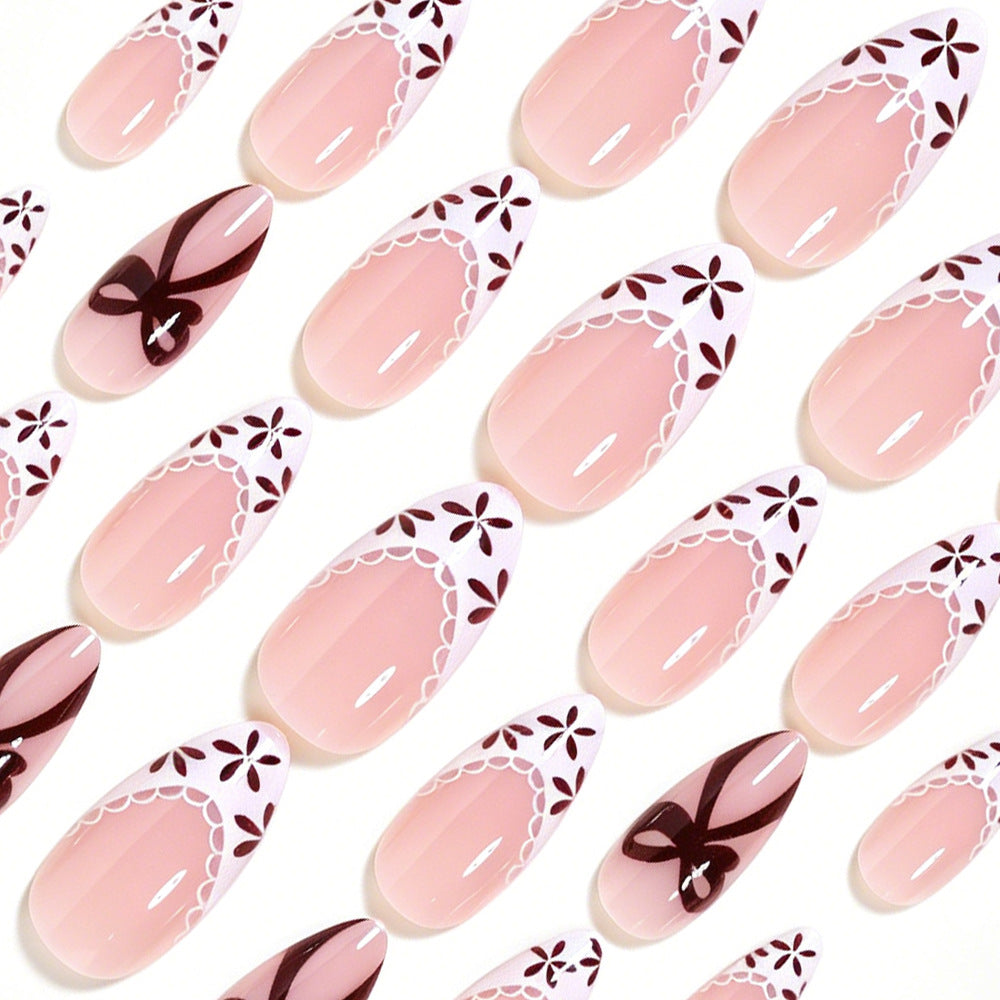 Elegant Floral Accent Press-On Nail Art Acalora