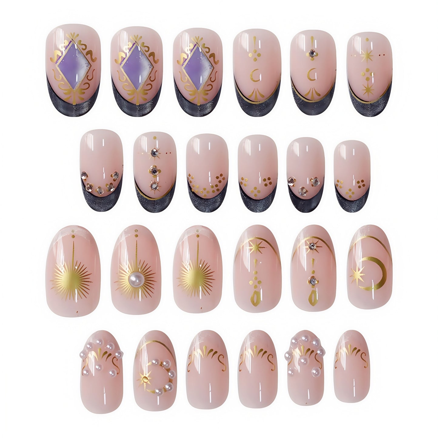Celestial-Themed Press-On Nail Art Acalora