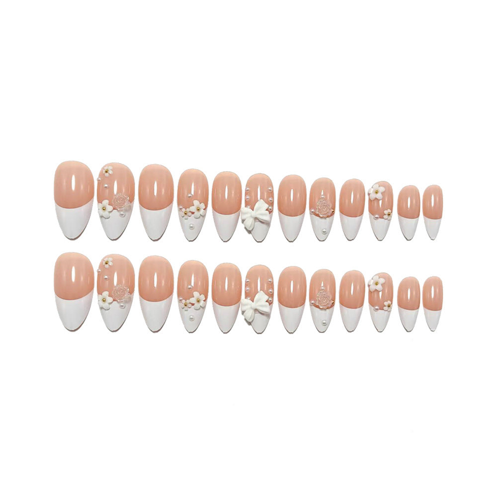 Artificial nail set with floral and glamorous accents Acalora