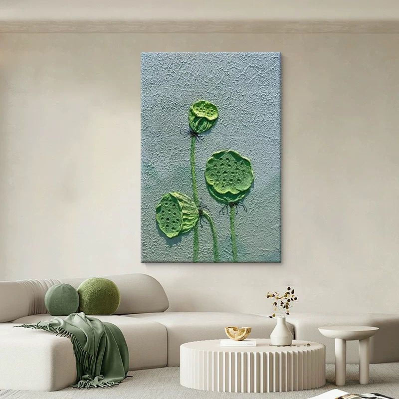 Textured Lotus Flower Canvas Wall Art
