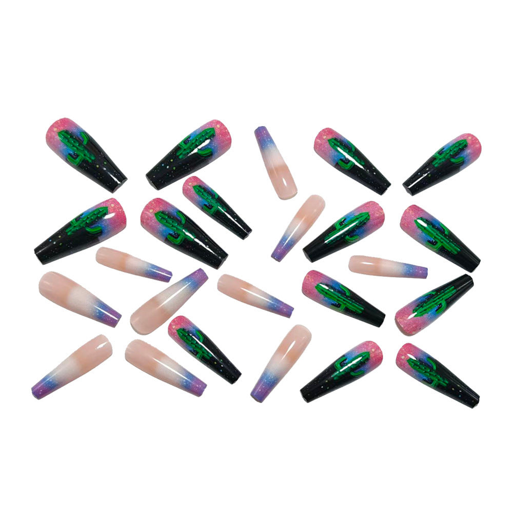 Artificial nails with 3D cactus design Acalora