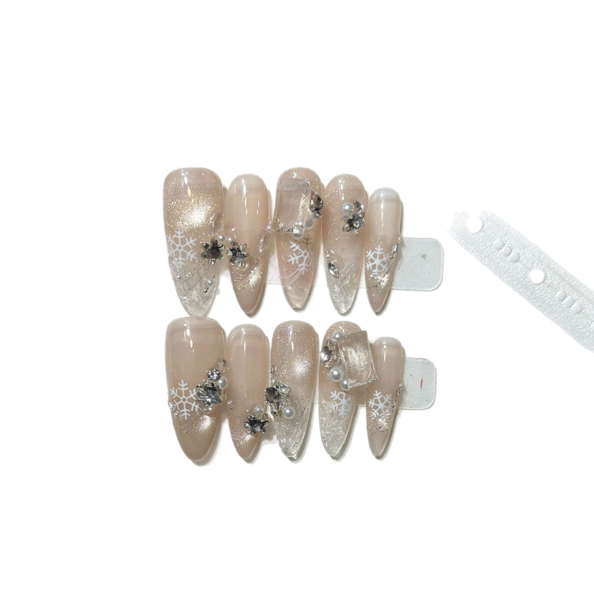 Snowflake-Inspired Stiletto Press-On Nail Set Acalora