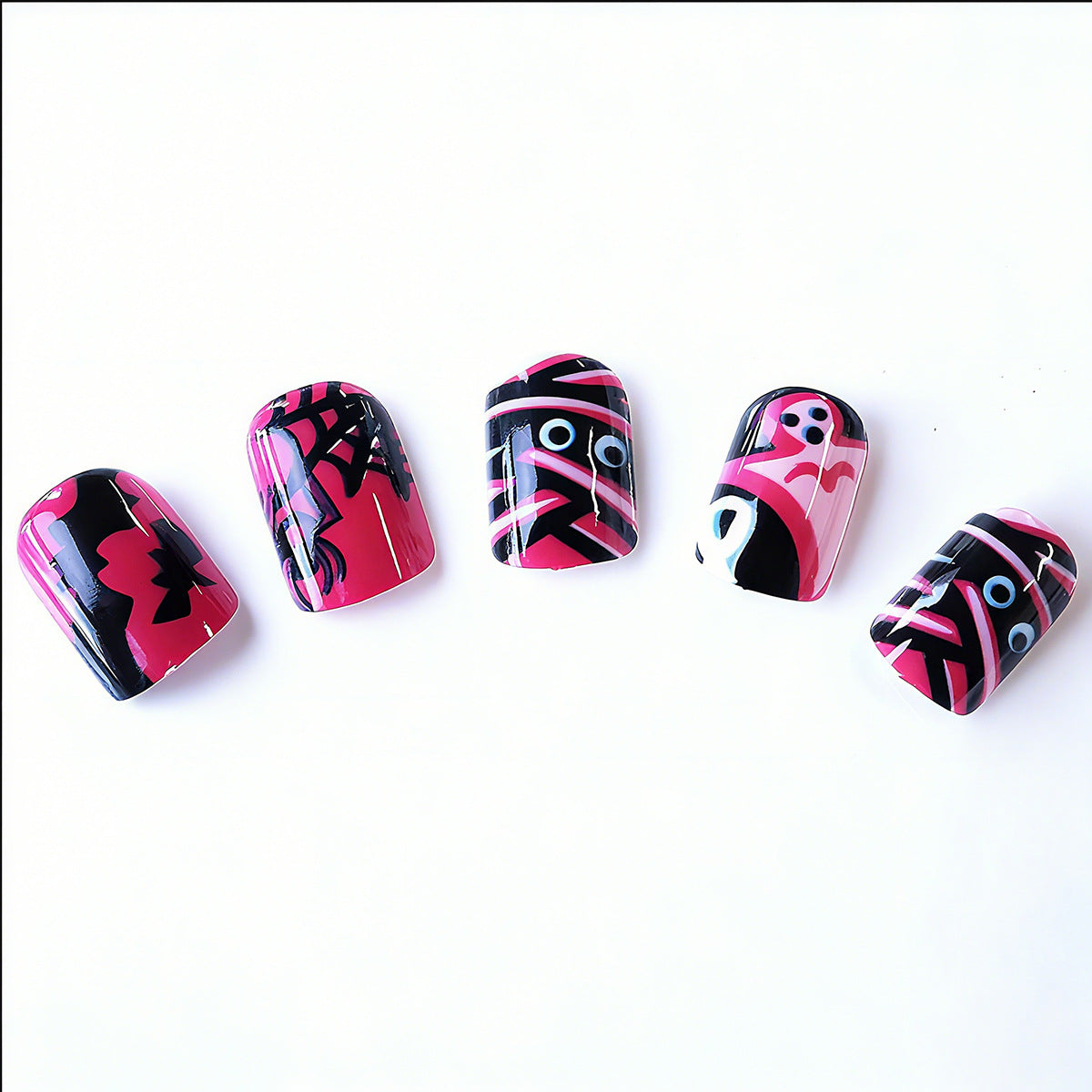 Acrylic nail set with Halloween motif and creative designs Acalora