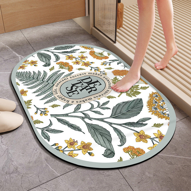 Floral Patterned Bath Mat Acalora