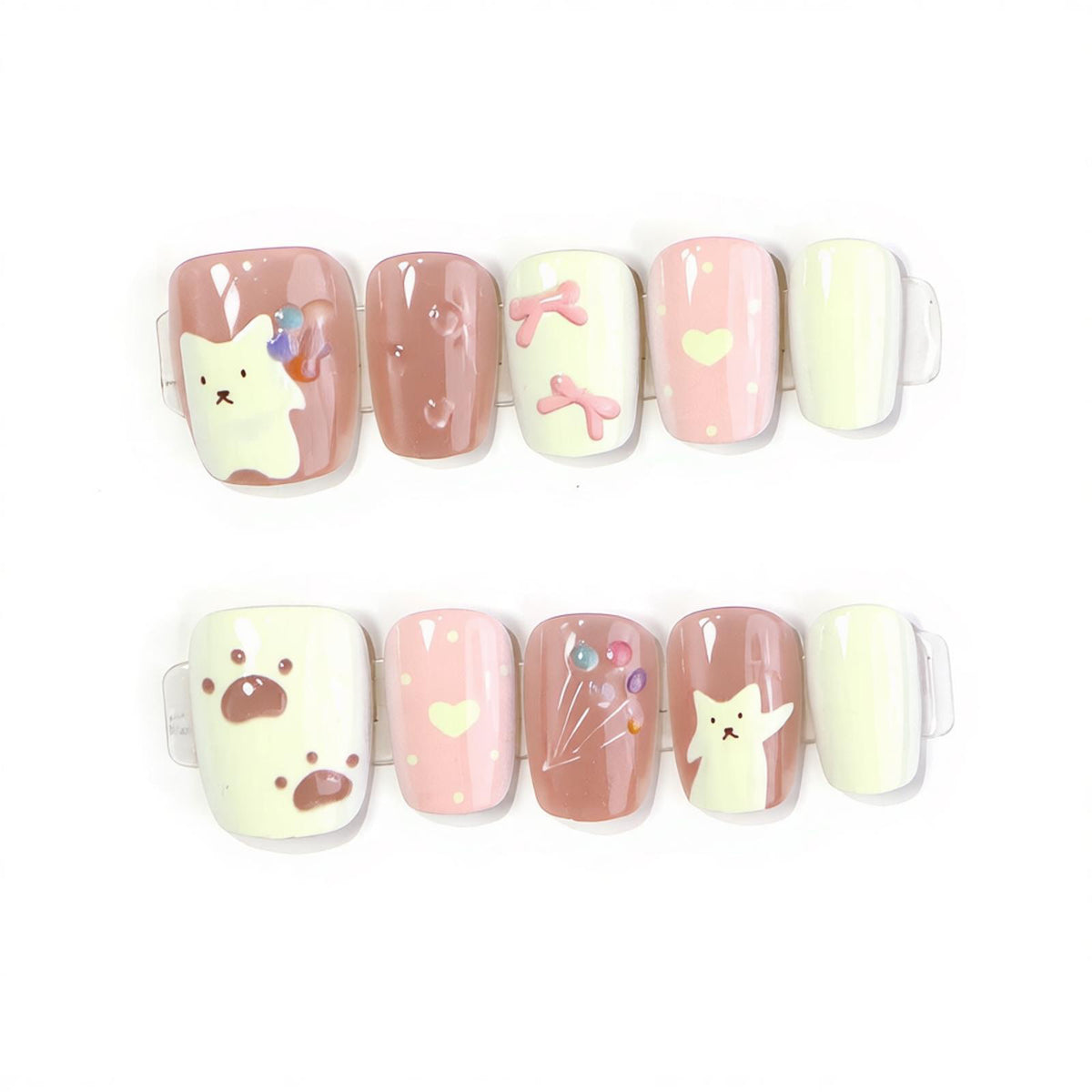 Whimsical Character-Themed Press-On Nail Art Acalora