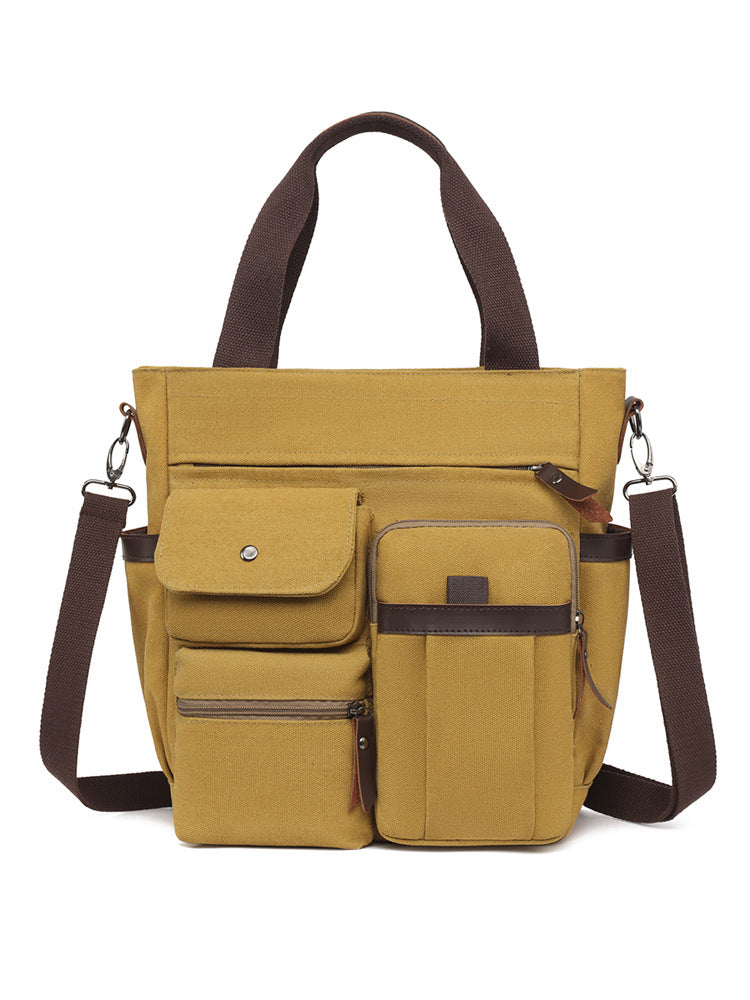 Multi-Pocket Canvas Tote Bag Acalora