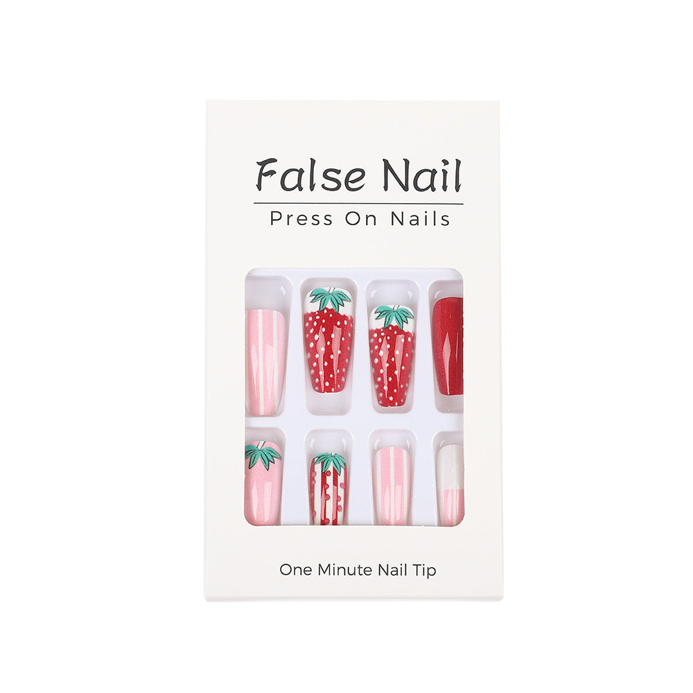 Artificial nails in romantic strawberry design Acalora
