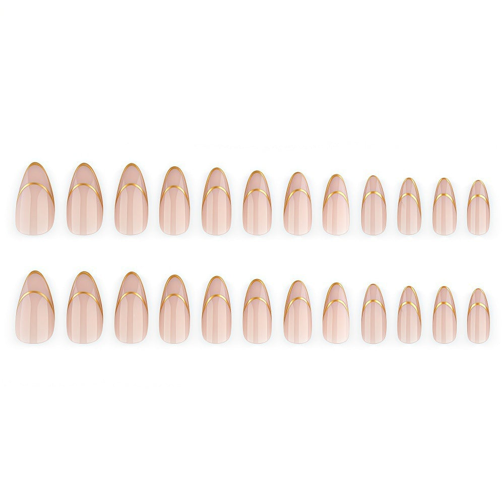 Artificial nails with elegant gold lines Acalora