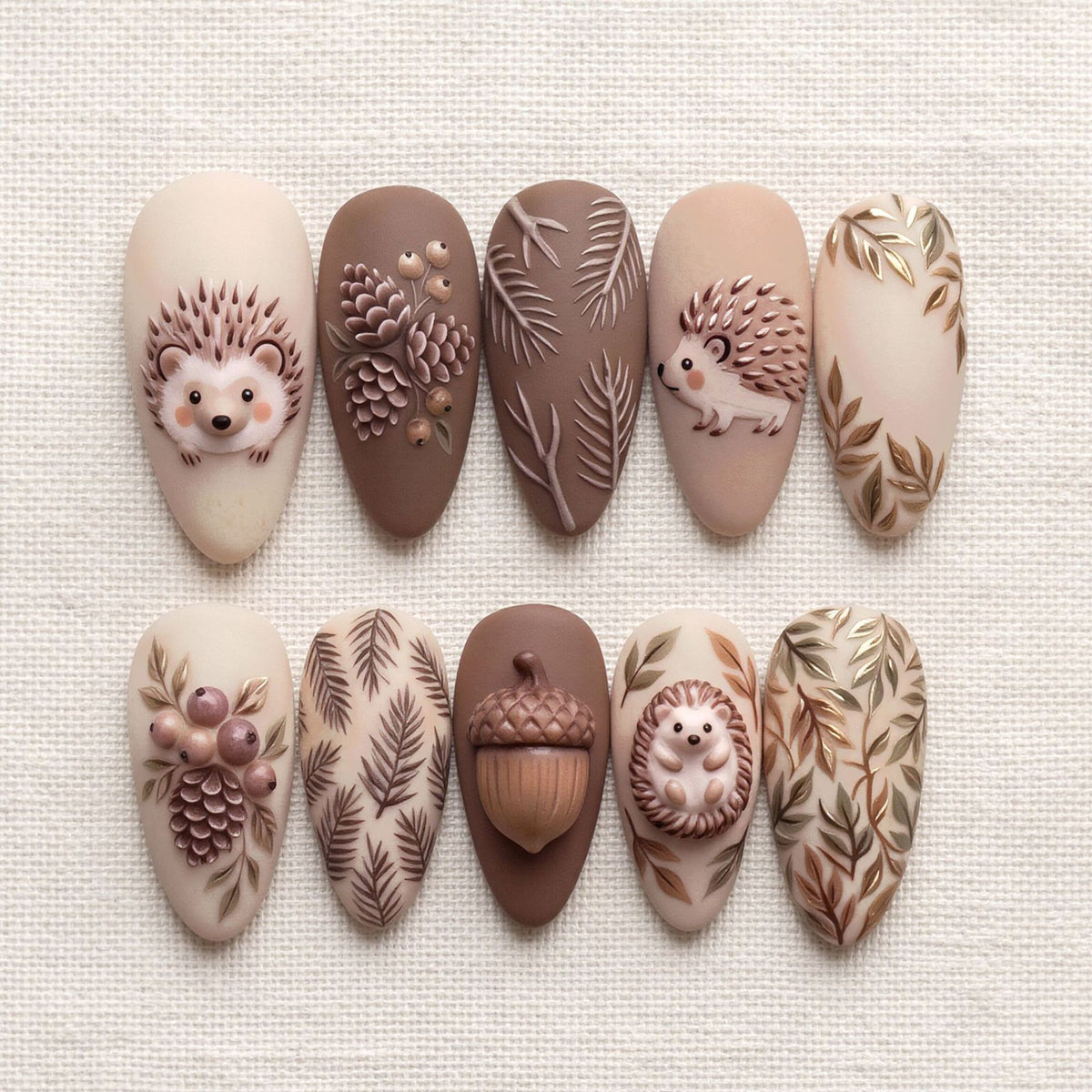 Artistic Handcrafted 3D Hedgehog Nail Art Tips Acalora