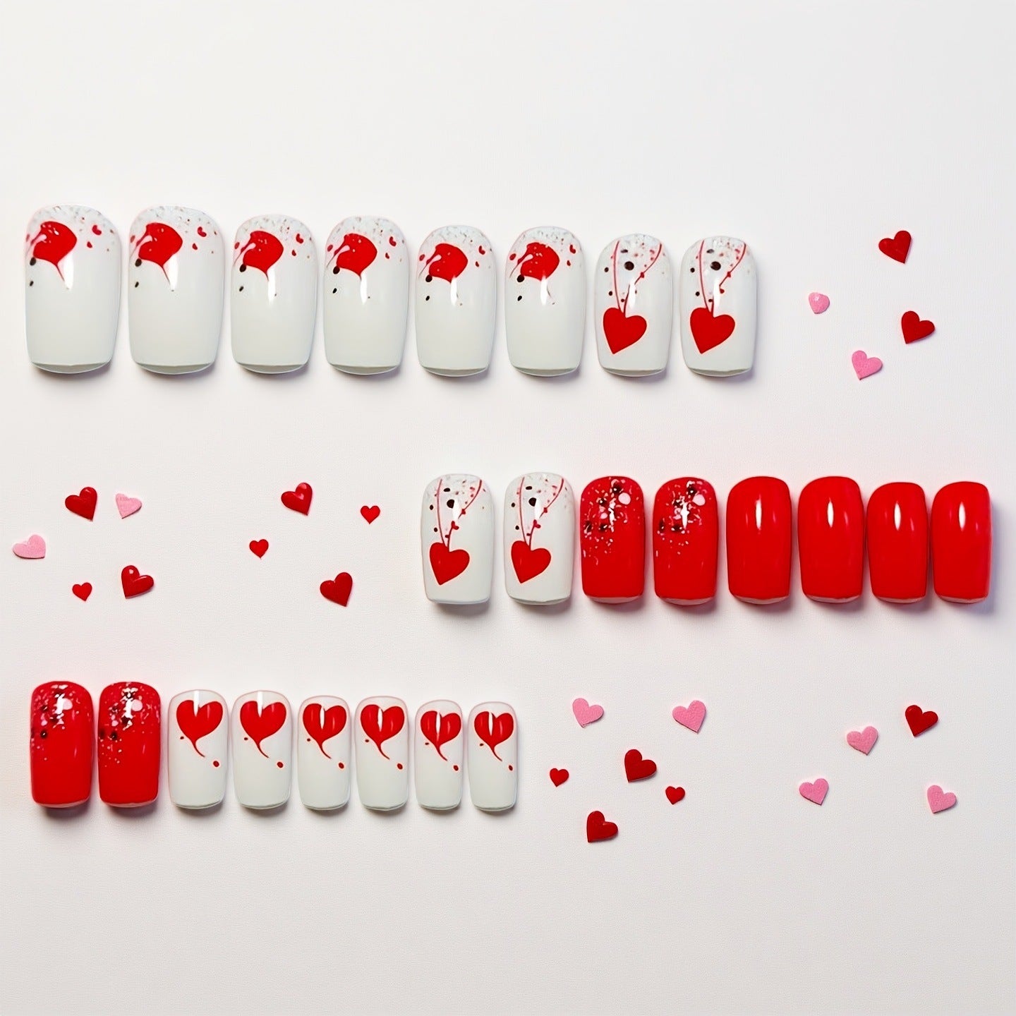 Romantic Heart-Themed Press-On Nails Acalora