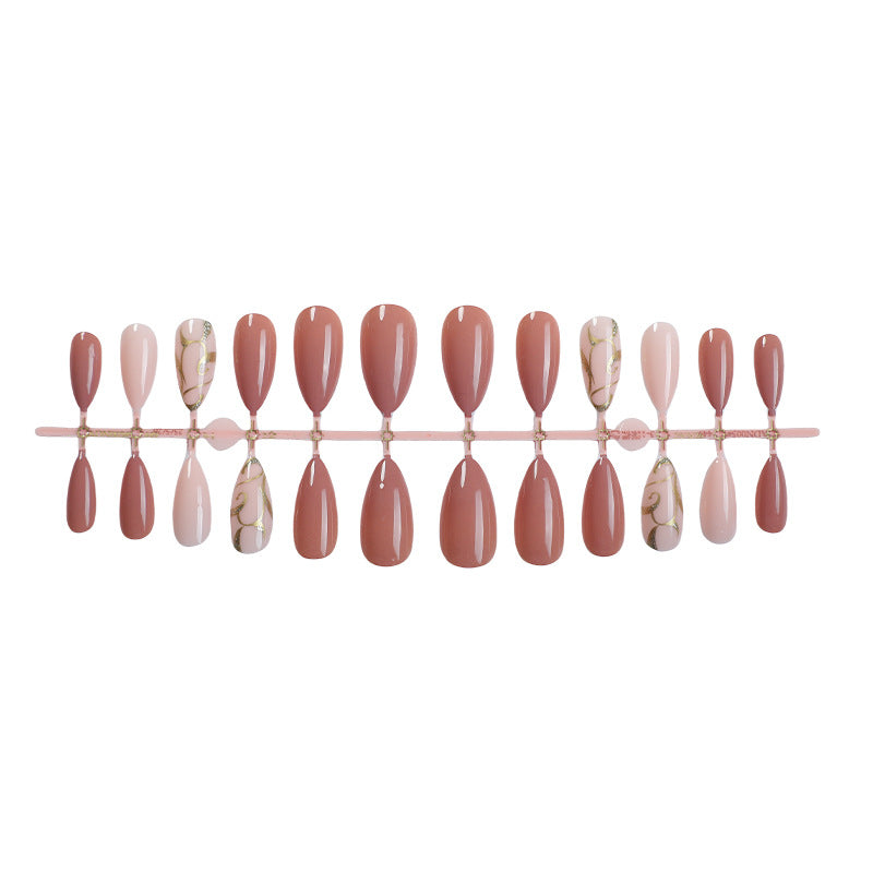 Elegant Press-On Nail Art Set with Floral and Glossy Accents Acalora