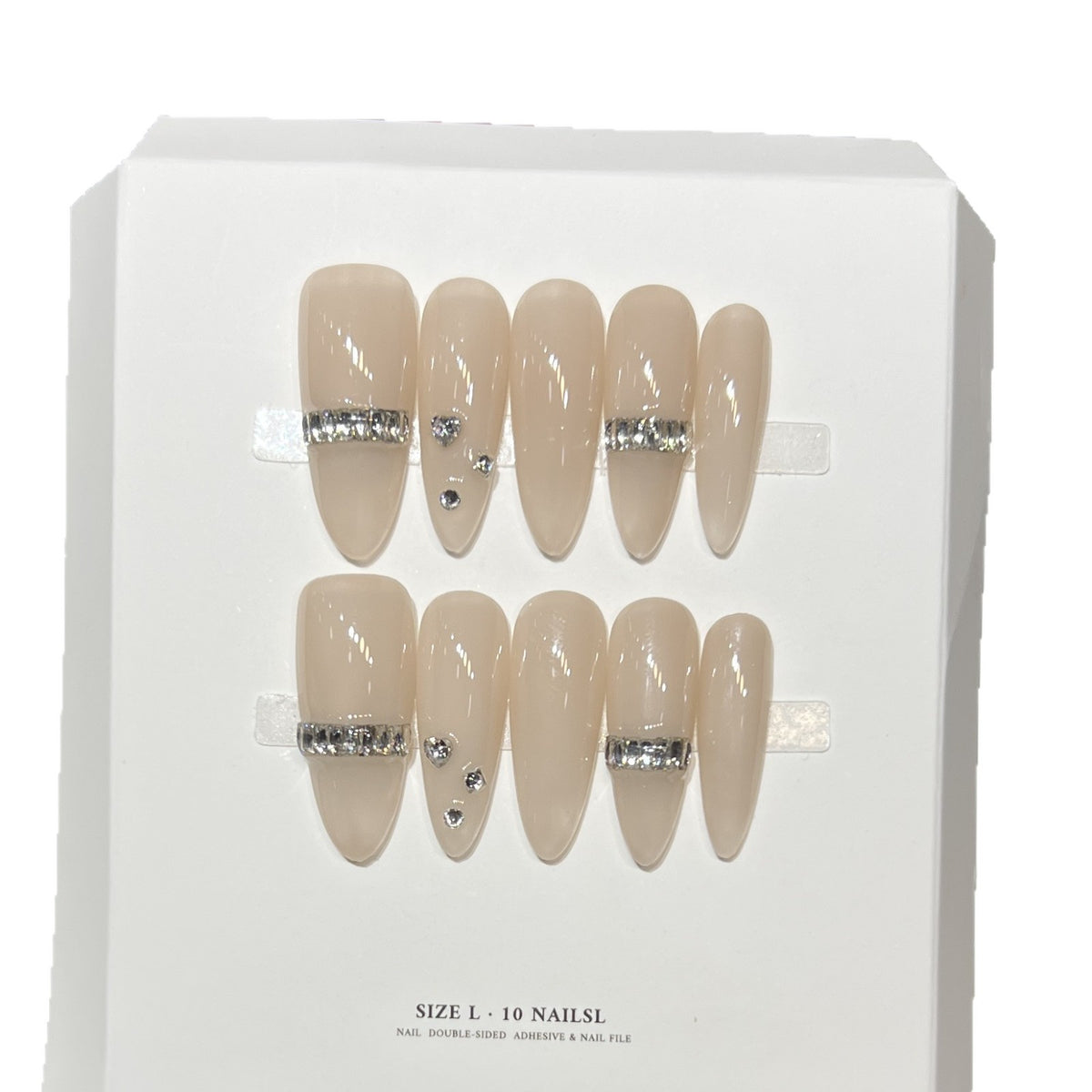 Elegant Stiletto Press-On Nail Set with Diamond Accents Acalora