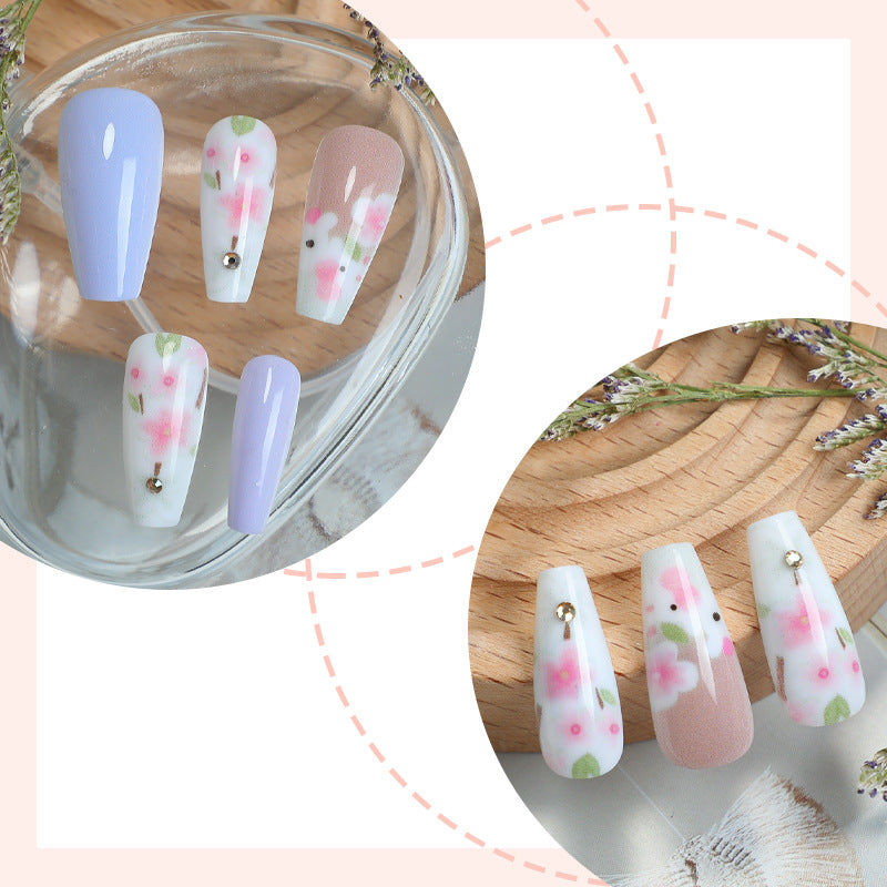 Elegant Press-On Nail Set with Floral Accents Acalora 1788496046